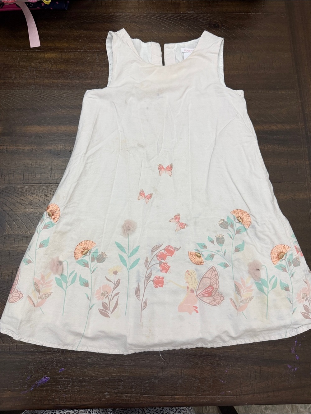 Gymboree Cream Sleeveless Dress with Pink & Mint Floral Print